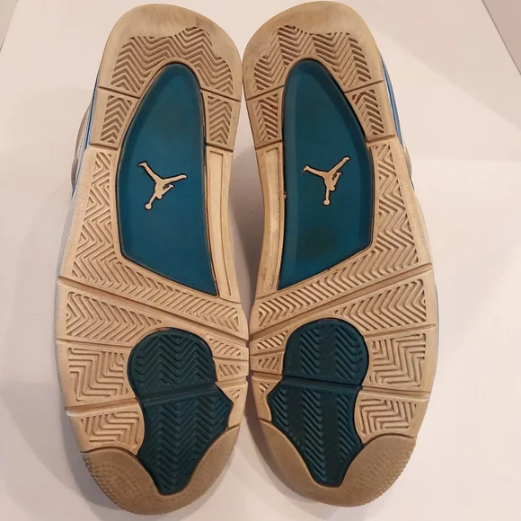 2012 JORDAN 4 RETRO MILITARY BLUE 10M PRE-OWNED HAS FLAWS SEE PICS - Picture 8 of 10